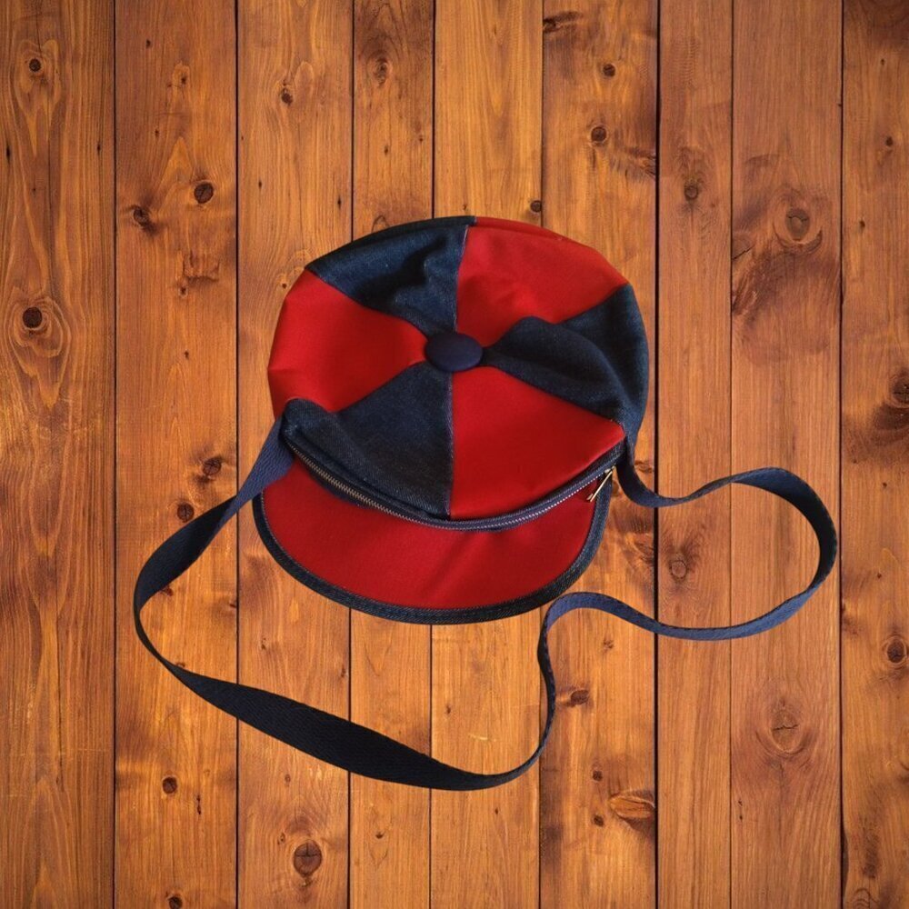 Newsboy Cap With Visor Purse Colorful Flat Denim Canvas Zip Closure Casual